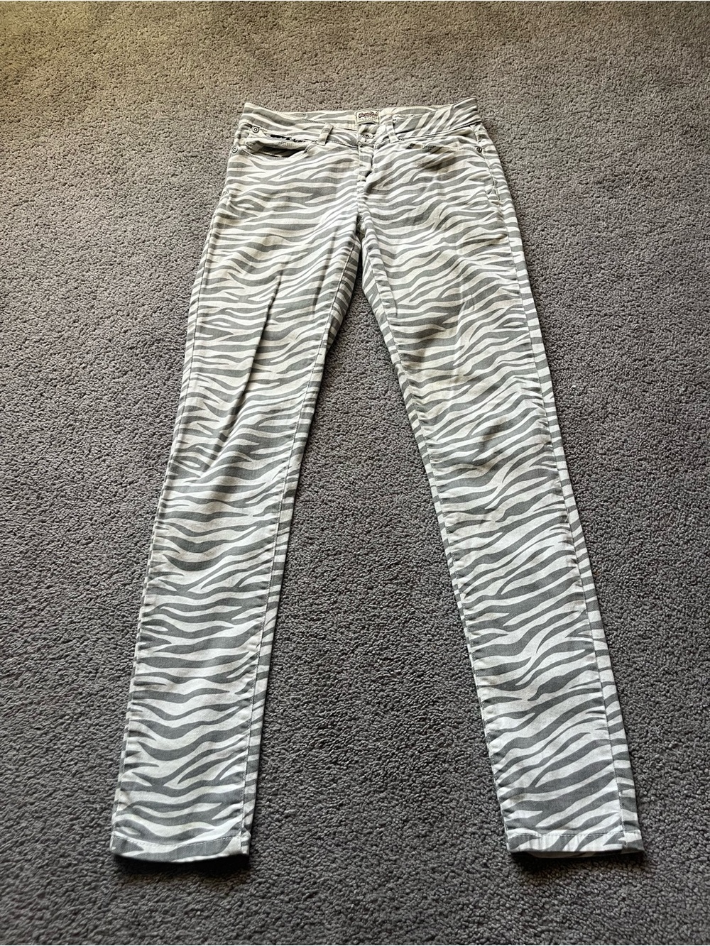 Superdry Grey & White Zebra-Print Jeans
